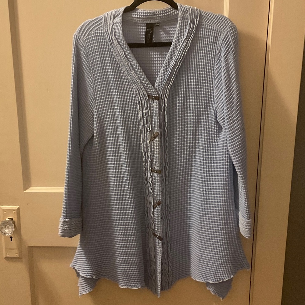 Women's Blue Textured Jacket